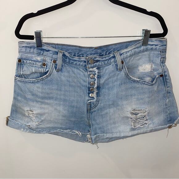 LEVI'S 501 Roll Hem Short in Country Road Denim Jean Cutoff Shorts Size 31 8-10 - Picture 2 of 6